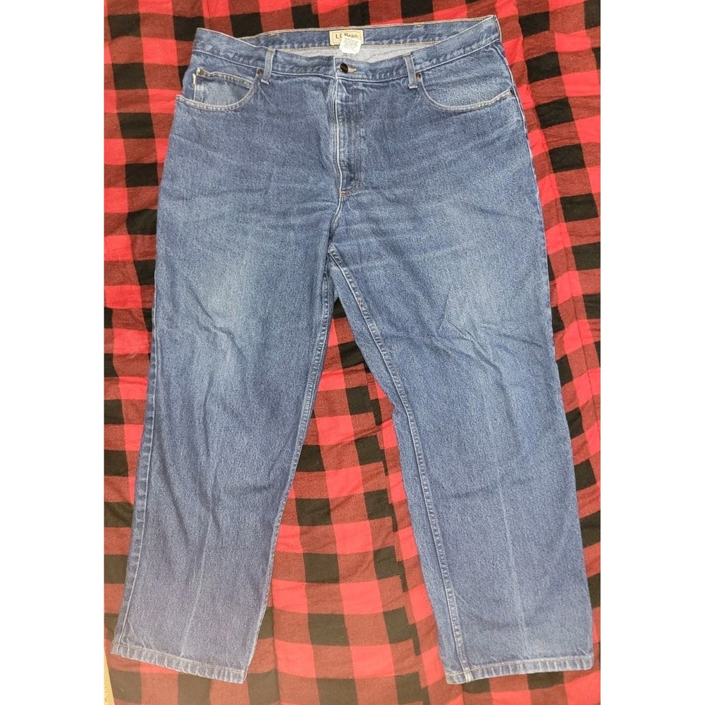 LL Bean Jeans Mens Size 42x29 Relaxed Fit Blue Denim Pants 100 % Cotton 134770